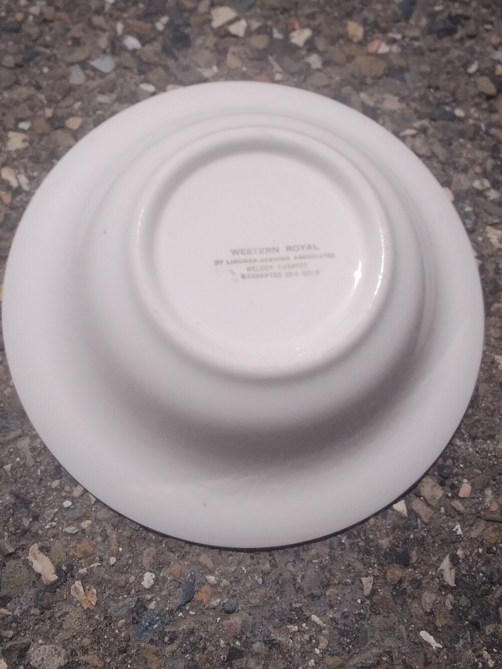 Western Royal Melody Limoges White Serving Bowl Roses 22k Gold Trim Vintage Serv - Picture 6 of 6